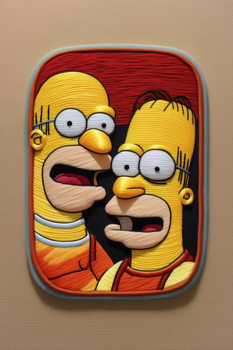 00034-4014215926-_lora_Needlepoint_1_Needlepoint - a beautiful fabric embroidered minimalist Homer Simpson and Ronald McDonald made by a contempo.png